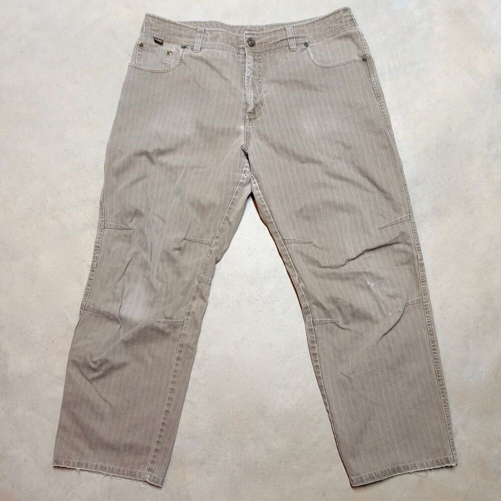 KUHL Pants Mens 38x30 Canvas Striped Textured Tan Utility Knife Pocket